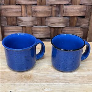MARLBORO HEAVY DUTY BLUE SPECKLED COFFEE SOUP CUPMUG 16 OZ set of 2